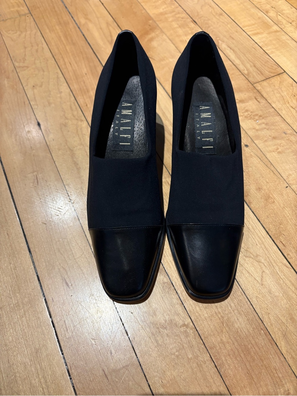 Amalfi Black Square-Toe Slip-On Loafers